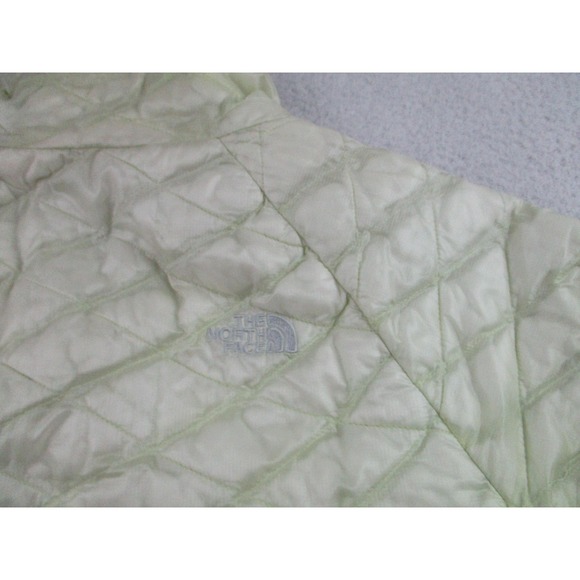 North Face ThermoBall Jacket Womens Medium Light Green Quilted Zip Outdoor Stain - Picture 13 of 13